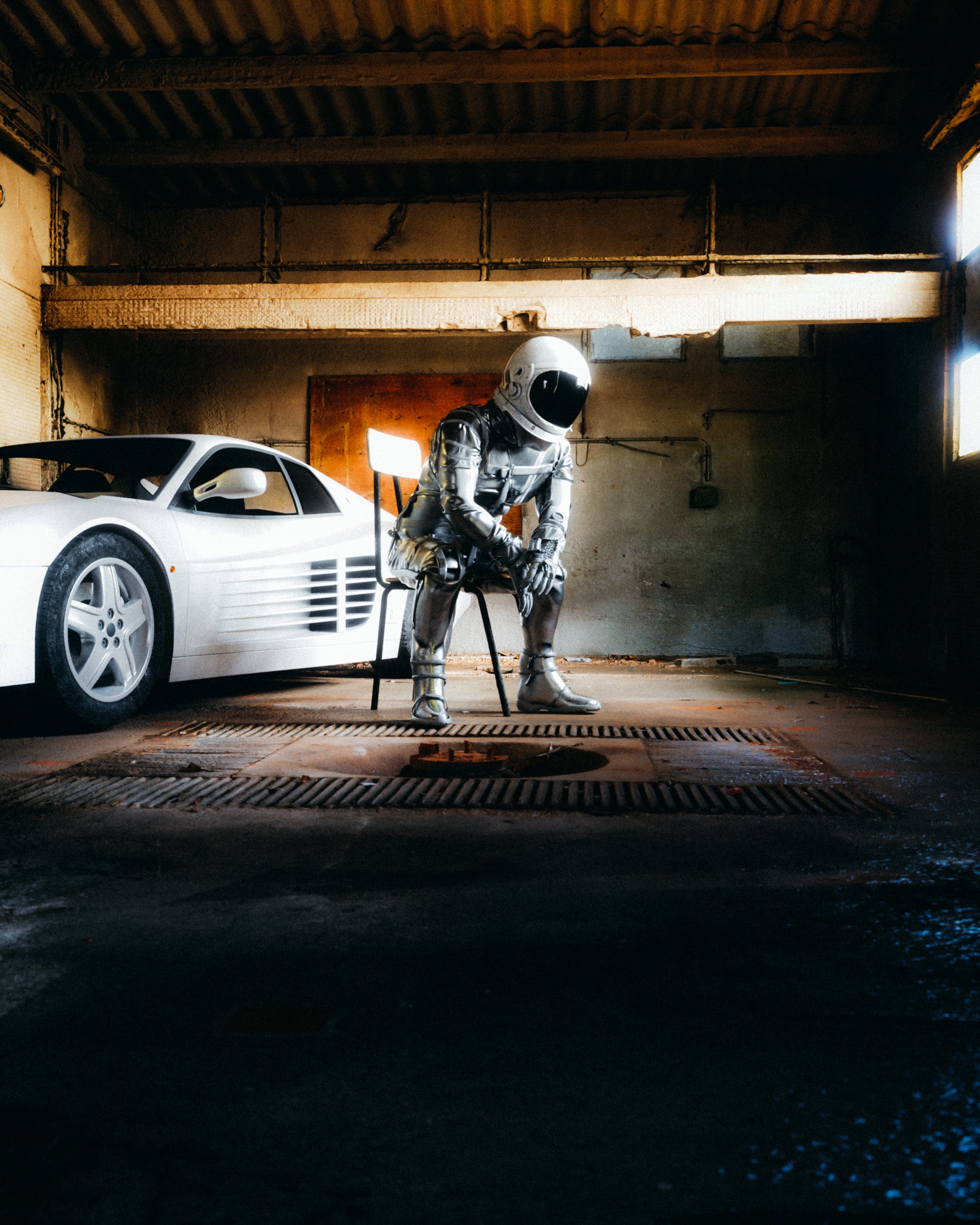 Picture of astronaut in suit looking towards the camera